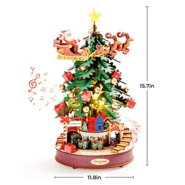 3D Puzzles For Adults, Wooden Music Box Christmas Melody Tree, 3D